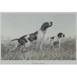 AFTER SANDRO NARDINI A brace of English Pointers, black and white print, signed in pencil and