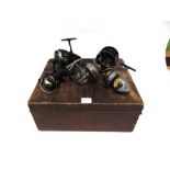 A COLLECTION OF FISHING REELS including an FSR, Penn 'no 85', Galion '18R', K.P Morrit's 'Intrepid