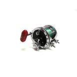 PENN SENATOR 6/0 FISHING REEL with a red torpedo handle, reel clamp fittings, line and star drag