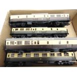 [OO GAUGE]. SIX G.W.R. 'CORNISH RIVIERA' CENTENARY COACHES by Hornby (3) and Airfix (3), brown and