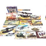 ELEVEN ASSORTED UNMADE PLASTIC KITS by Matchbox (6), Airfix (3) and others, each boxed; together