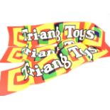 THREE TRI-ANG RETAILER'S PRINTED PAPER BANNERS circa 1960s, each worded 'Tri-ang Toys', in unused