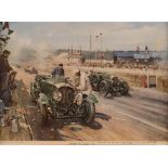 [MOTOR-RACING]. TERENCE CUNEO (BRITISH, 1907-1996) Two colour prints, comprising 'Bentleys at Le