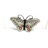 A LARGE ENAMEL BUTTERFLY BROOCH stamped 'Sterling 925s' and 'Norway' 6.3cm across