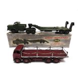 A DINKY NO.660, THORNEYCROFT MIGHTY ANTAR TANK TRANSPORTER drab green with matching grooved hubs,