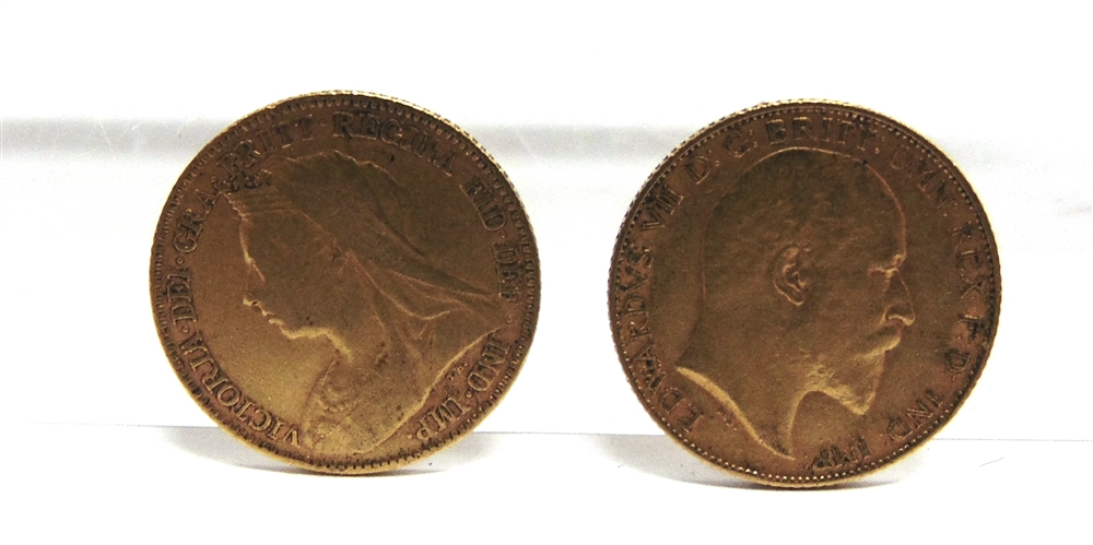 GREAT BRITAIN - TWO HALF SOVEREIGNS comprising Victoria, 1897, old head; and Edward VII, 1903.