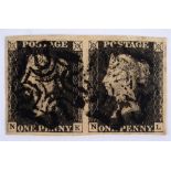 STAMPS - GREAT BRITAIN A horizontal pair of QV 1d. blacks, NK and NL, with four good margins, and