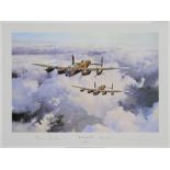ROBERT TAYLOR (BRITISH, B.1946) 'The Lancaster V.C.s'. colour print, limited edition of 1500,