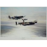 ROBERT TAYLOR (BRITISH, B.1946) 'Memorial Flight'. colour print, signed by 'Johnnie' Johnson, C.