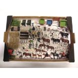 ASSORTED LEAD FARM ANIMALS, FIGURES & ACCESSORIES by Britains and others, including mounted