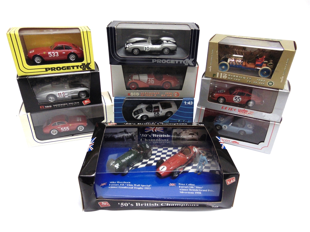 TEN 1/43 SCALE HISTORIC RACING CARS including a Brumm Hawthorn / Collins twin-pack, each mint or