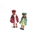TWO PLASTIC DOLLS thought to be modelled as Princess Elizabeth and Princess Margaret, each with