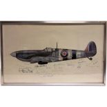 AFTER GERARD BERNADICE (20TH CENTURY) Spitfire Mk IX, MH434, colour print, signed by thirty-three