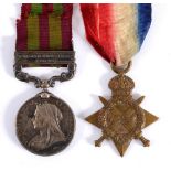AN INDIA & GREAT WAR PAIR OF MEDALS TO COMPANY SERGEANT MAJOR J.W. PAISEY, SOMERSET LIGHT INFANTRY