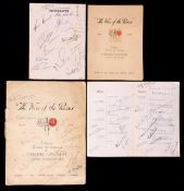 A multi-signed menu for a dinner to mark the centenary of the 'War of the Roses' Yorkshire v