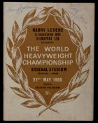 Muhammad Ali v Henry Cooper World Heavyweight Championship programme at Arsenal Stadium, Highbury,