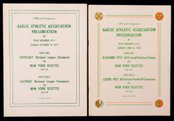Two Gaelic Sports programmes for matches played at Polo Grounds, New York, in the 1950s,