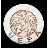 A silver runners-up medal awarded at the 1975 UEFA Tournoi International Des Juniors, by Peka,