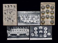 Football team-group postcards, some undated but usually circa 1900-1910 for Everton (3), Barrow,