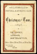 A Cliftonville Football & Athletic Club itinerary card for the 1895 Christmas Tour to England for