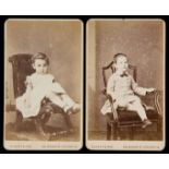 A fine pair of cartes-de-visite with portraits of the cricketer W G Grace's infant sons William