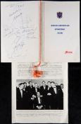 Autographed menu for an Anglo-American Sporting Club Dinner in honour of the World Heavweight