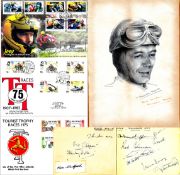 Piero Taruffi, Werner Hass, Freddie Frith, and other motorcycle racing autographs,