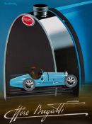 Signed Pierre Fix-Masseau poster titled "Ettore Bugatti",