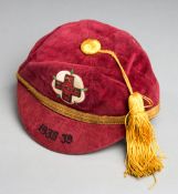 Harry Dyer red Rugby League Yorkshire County representative cap 1938-39,