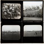 A group of four magic lantern glass slides for the Sheffield United v Derby County F.A.