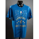 Italy 2006 World Cup commemorative jersey signed by Andrea Pirlo, Fabio Cannavaro & Paolo Maldini,