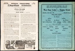 Two single-sheet wartime programmes,