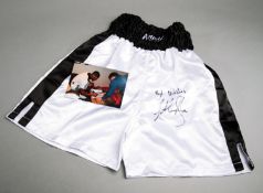 Anthony Joshua signed boxing trunks,