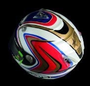 James Toseland's 2007 'double-victory' Brands Hatch WSB Suomy helmet, the red, white,