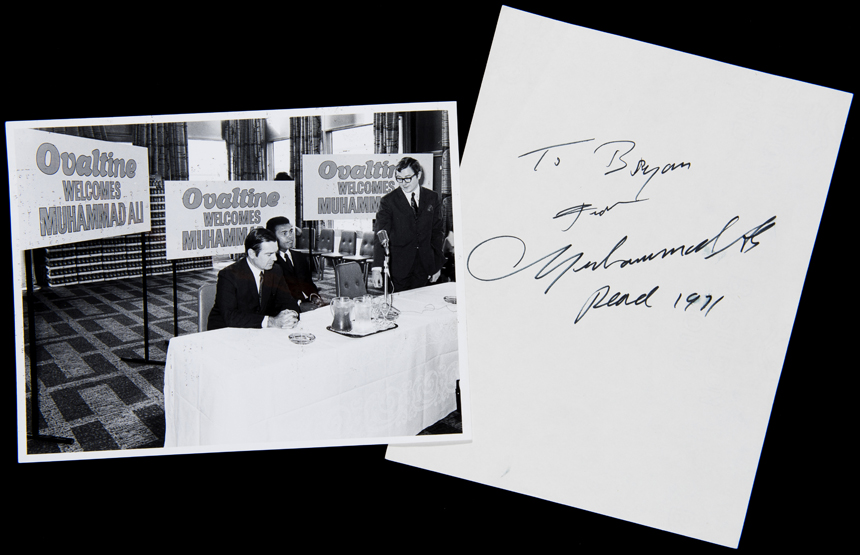 Muhammad Ali autograph collected at the Ovaltine "Welcomes Muhammad Ali" Autumn Tour in October