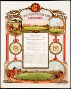A group of four identical commemorative printed scorecards for the Lord's Centenary 1814-1914,