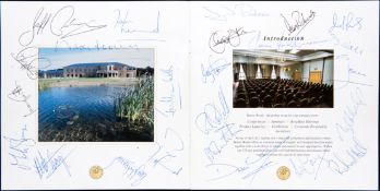 Hotel brochure signed by the England 1991 Rugby World Cup squad,