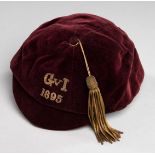 A red Glasgow representative football cap 1895, G v I,