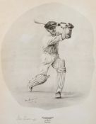 Don Bradman signed Jack Russell print, signed in pencil by Bradman & Russell,