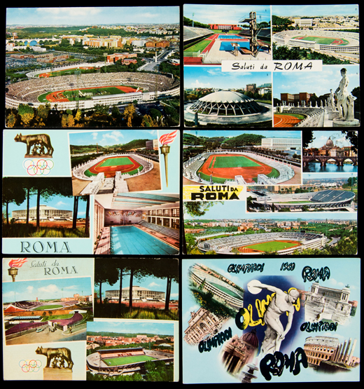 Six postcards issued for the Rome 1960 Olympic Games,