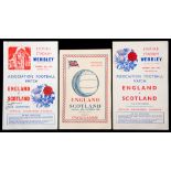 Three versions of a programme for the England v Scotland wartime international at Wembley 10th