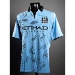 Replica Manchester City jersey signed by the 2011-12 Premier League Champions,