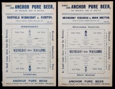 Two Sheffield Wednesday programmes season 1900-01, League fixture v Everton 30th March,