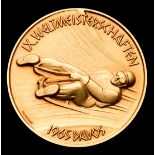 A 1965 World Toboggan Championship gold medal, gilt, by Huguenin, inscribed IX WELTMEISTERSCHAFTEN,