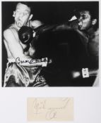 A Muhammad Ali & Brian London double-signed boxing presentation, comprising an 8 by 8in.