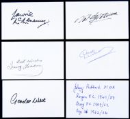 A collection of of football autographs, comprising 190 signed 5 by 3in.