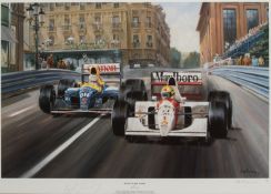 Ayrton Senna signed limited edition print by the artist Alan Fearnley,