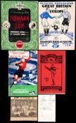 Four programmes for matches v European/World representative football teams,