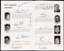 Scotland team-signed programme from the 5 Nations match v France in Paris 9th January 1965,