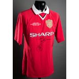 Manchester United 1999 Champions League final replica jersey signed by the golascorers Teddy